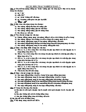 40 Câu hỏi trắc nghiệm Toán 7